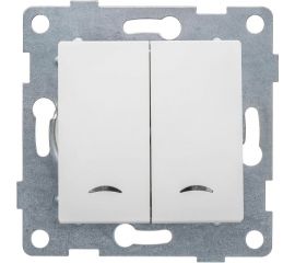 Механизм выключателя GUSI ELECTRIC 2 клавиши, индикатор, СУ, 10А, 250В, жемчуг С11В28-028 