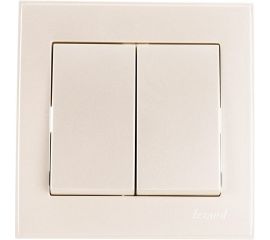 Двойной выключатель Lezard RAIN жемчужно-белый металлик 703-3030-101 
