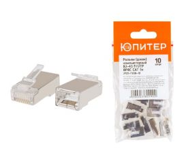 Коннектор ЮПИТЕР RJ-45 8P8C CAT 5e F/UTP 10 штук JPZ1-7308-10 