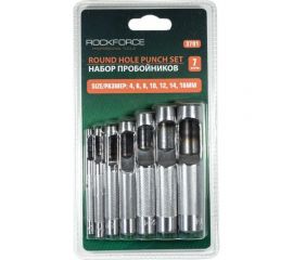 Набор пробойников ROCKFORCE 4, 6, 8, 10, 12, 14, 16 мм, 7 предметов, в блистере RF-3791 