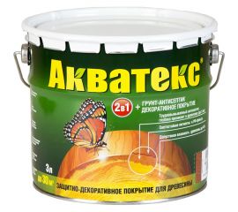 Защитно-декоративное покрытие для дерева АКВАТЕКС 2 в 1 полуматовое, орех, 2.7 л 257216 