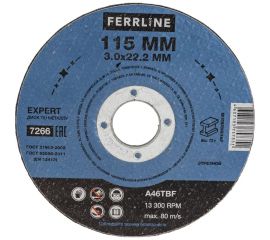 Круг отрезной по металлу Expert (115х3х22.2 мм; A46TBF) FerrLine 7266 