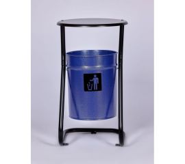 Урна уличная ПРОФМЕТСТИЛЬ металлическая, синий металлик, с крышкой, с креплением в асфальт 645 