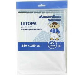 Штора для ванной Мамонтенок Чистолюб полиэтилен, 180x180 см, белый MPM8713 