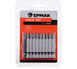 Биты PH2, 50 мм, 10 шт для шуруповерта ЕРМАК 657-033 