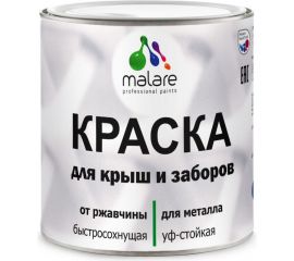 Краска MALARE для металлических заборов, глянцевый, черный, 2 кг 2013933006009 