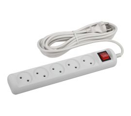 Удлинитель ЭРА U-5s-5m2x1 электрический, без заземления, с выключателем, 5 гнезд, 5 метров, ПВС, 2х1мм2, 10А Б0044057 