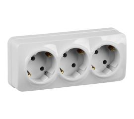Трехместная розетка для открытой установки IEK Glory рс23-3-хб с заземлением, 16А, белый ERH31-K01-16 