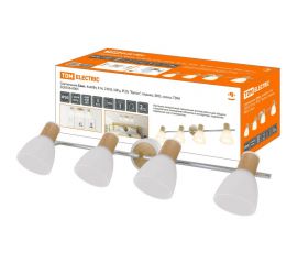 Светильник TDM спот, 4х40Вт, Е14, 230 В, 50 Гц, IP20, ""Бутон"", планка, ЭКО, сосна, SQ0356-0005 