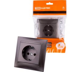 Розетка TDM 2П+З 16А 250В шоколад Лама SQ1815-0523 