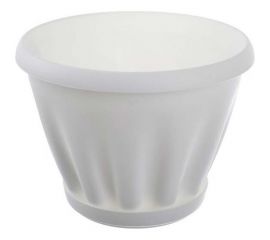 Горшок с поддоном Материя Пластика Знатный белый, диам. 140 мм, 1 л 042751 