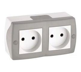 2-я розетка MONO ELECTRIC Octans, без заземления, серая 104-020006-121 