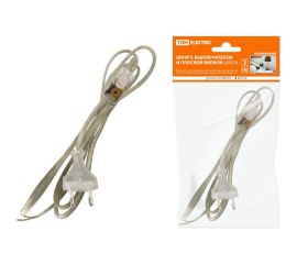 Шнур с выключателем и плоской вилкой TDM ШУ01В ШВВП 2x0,75мм2 2м. прозрачный SQ1305-0004 