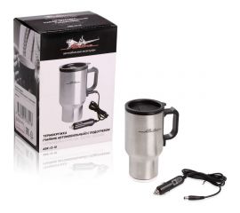 Автомобильный чайник-термокружка с подогревом Airline 450 мл, 12V/24W, нержавейка/пластик ABK-12-10 