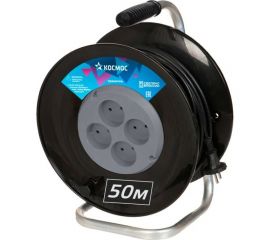Удлинитель КОСМОС (катушка) 6А 4 гнезда ПВС 2х0,75 (50м) РБК16 YKKsm50m-4g(6A) 