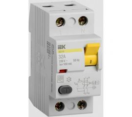 Выключатель дифференциального тока IEK 2п 32A 100mA тип AC ВД1-63 ИЭК MDV10-2-032-100 
