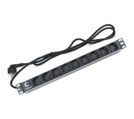 Блок евророзеток Cabeus горизонтальный, 9 розеток, 16 A, без выключателя, шнур 2м, PDU-9P-2EU 