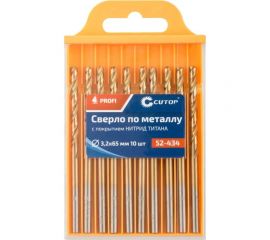 Сверло по металлу с титановым покрытием Profi 3.2x65 мм, 10 шт CUTOP 52-434 