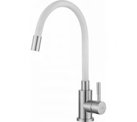 Смеситель для кухни ESKO Snake гибкий излив, белый, нержавеющая сталь K44 W 