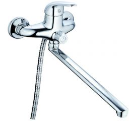 Смеситель для ванны G-lauf с длинным поворотным изливом 360 градусов и душевой лейкой, хром KLO7-A149 