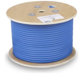 Кабель экранированная витая пара SSTP (S/FTP) Cabeus категория 8 (40G, 2000 MHz), 4 пары (23 AWG), LSZH, нг(А)-HF, (100 м) SSTP-4P-Cat.8-SOLID-IN-LSZH-BL-100 