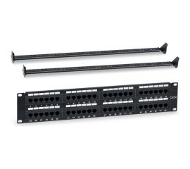 Патч-панель 19"" WRline WR-PL-48-C5E-D (2U), 48 портов RJ-45, категория 5e, Dual IDC, с задним кабельным организатором, цвет черный 505209 