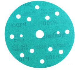 Круг шлифовальный FILM L312T (5 шт; 150 мм; на липучке; 15 отв; зелёный; P100) SUNMIGHT 53007R 