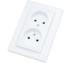 Розетка ECON двойная Камелия без заземления, 10А, 250В белая K005 