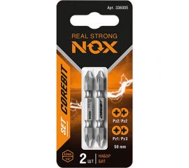 Набор бит двухсторонних (2 шт; Pz2xPz2, Pz1xPz3; 50 мм; карта) NOX 336005 
