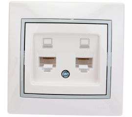 Розетка Lezard Мира RJ 45x2 белый с вст сер 701-0215-141 