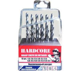 Набор сверл по металлу (13 шт; 1.5-6.5 мм) Hardcore 140000 