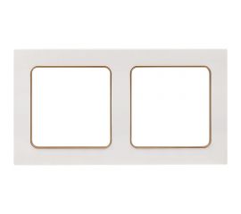 Рамка EKF, Стокгольм, 2-местная, белая с линией цвета шампань PROxima EYM-G-303-10 