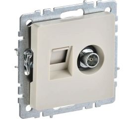 Двойная розетка IEK Brite tv+rj45 ртв/рк12-бркр категория 5e, бежевый BR-AK20-1-K10 