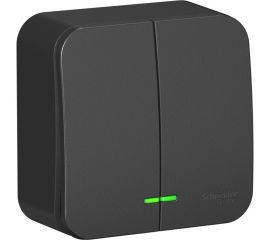 2-клавишный выключатель Schneider Electric Blanca наружный, Антрацит с подсветкой 10А SE BLNVA105116 