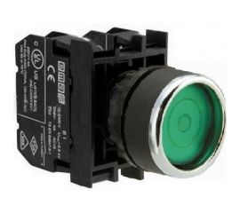 Кнопка с фиксацией Emas зеленая 1НЗ B200FY 