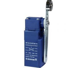 Путевой выключатель Электротехник ВП 24-2143П-65 У2, рычаг со стальным роликом, регулируемый по длине, 1з и 1р, безинерционный, 20 мм, без сальника, 3А, IP65, ET007246 