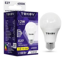 Светодиодная низковольтная лампа TOKOV ELECTRIC 12Вт А60 4000К Е27 12/24В TKE-A60-E27-12-4K-12/24 