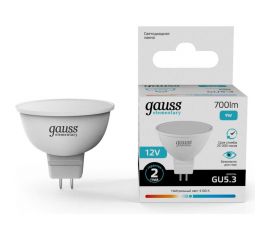 Лампа Gauss Elementary MR16 12V 9W 700lm 4100K GU5.3 LED 1/10/100 11529 