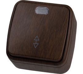 1-клавишный переключатель на 2 направления TDM открытой установки с подсветкой IP20 10А, венге ""Дача"" Народная SQ1824-0046 