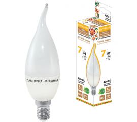 Светодиодная лампа TDM WFС37-7 Вт-230 В-4000 К–E14 свеча на ветру Народная SQ0340-0190 