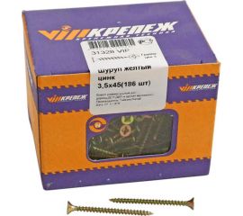 Шуруп VIPкрепеж жёлтый цинк 186 шт 31328 VIP 