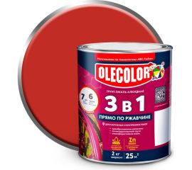Грунт-эмаль по ржавчине OLECOLOR красный 3020, 2 кг 4300008518 