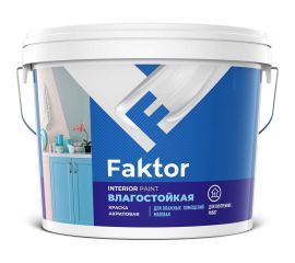 Влагостойкая краска ЯРОСЛАВСКИЕ КРАСКИ FAKTOR для интерьеров белая, ведро 6 кг О05361 