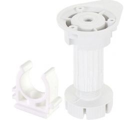 Ножка Tech-Krep пластик, цокольная, Н100 (95-125) мм, белая , 2 шт. с 1 клипсой - пакет 148539 