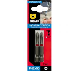 Бита Torsion PH2x50 мм, 2 шт в блистере GRAFF 500250 