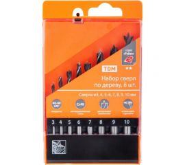 Набор сверл по дереву Рубин (8 шт.; 3-10 мм; HSS; ц/х) TDM SQ1093-0202 