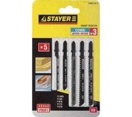 Набор полотен STAYER Универсал №3 по дереву металлу и пластику для электролобзика EU T111C T119B T101B T118A T127D 5 шт. 15980-H5-3 