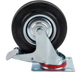 Колесо на площадке со стопором для транспортных тележек d=125 мм ТУНДРА 3609822 