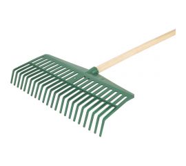 Пластиковые веерные грабли КЭС 425x1390 мм, 22 плоских зуба, деревянный черенок 21010034 
