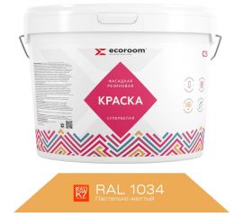 Фасадная резиновая краска ECOROOM RAL 1034 пастельно-желтый, 14 кг Е-Кр -119/1034 